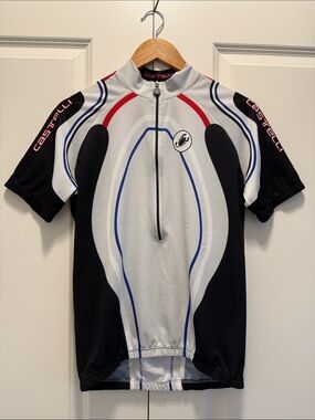 Castelli Short Sleeve Cycling Jersey in White, Black & Red